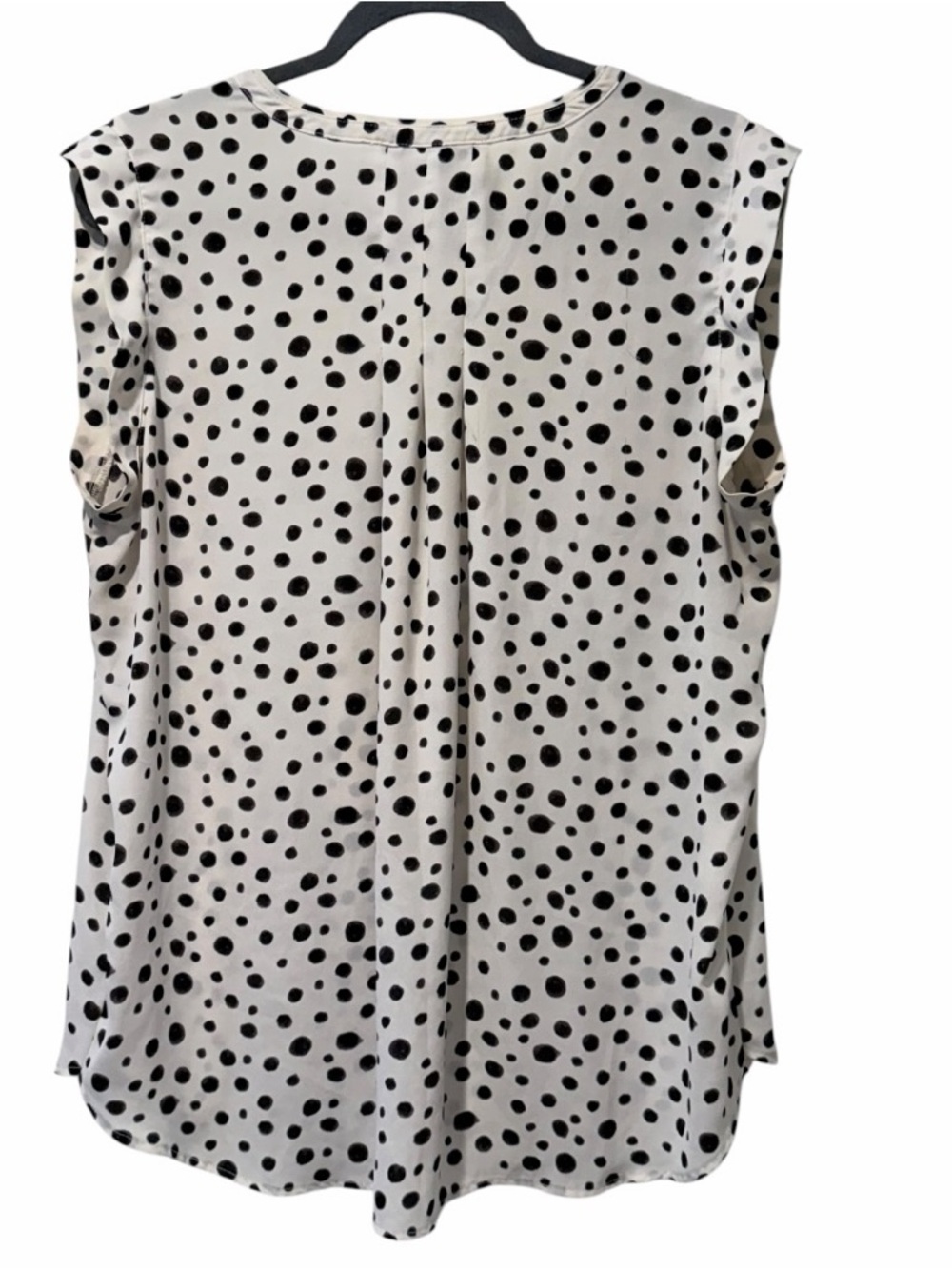 LOFT White Black Polka Dot Chiffon
Sleeveless Blouse Cap Sleeve Split Neck
Sz L - Picture 4 of 7